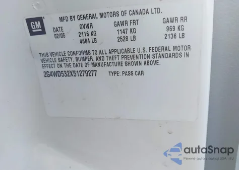 2005 Buick Lacrosse Cxl из США, поврежденный, VIN 2G4WD532X51279277